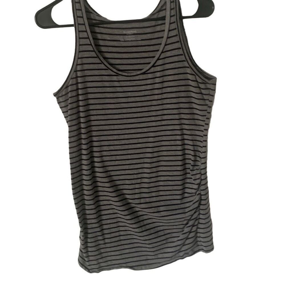 Pre Owned Women’s Motherhood Maternity Tank Top Black Gray Striped Sz Sm Comfort